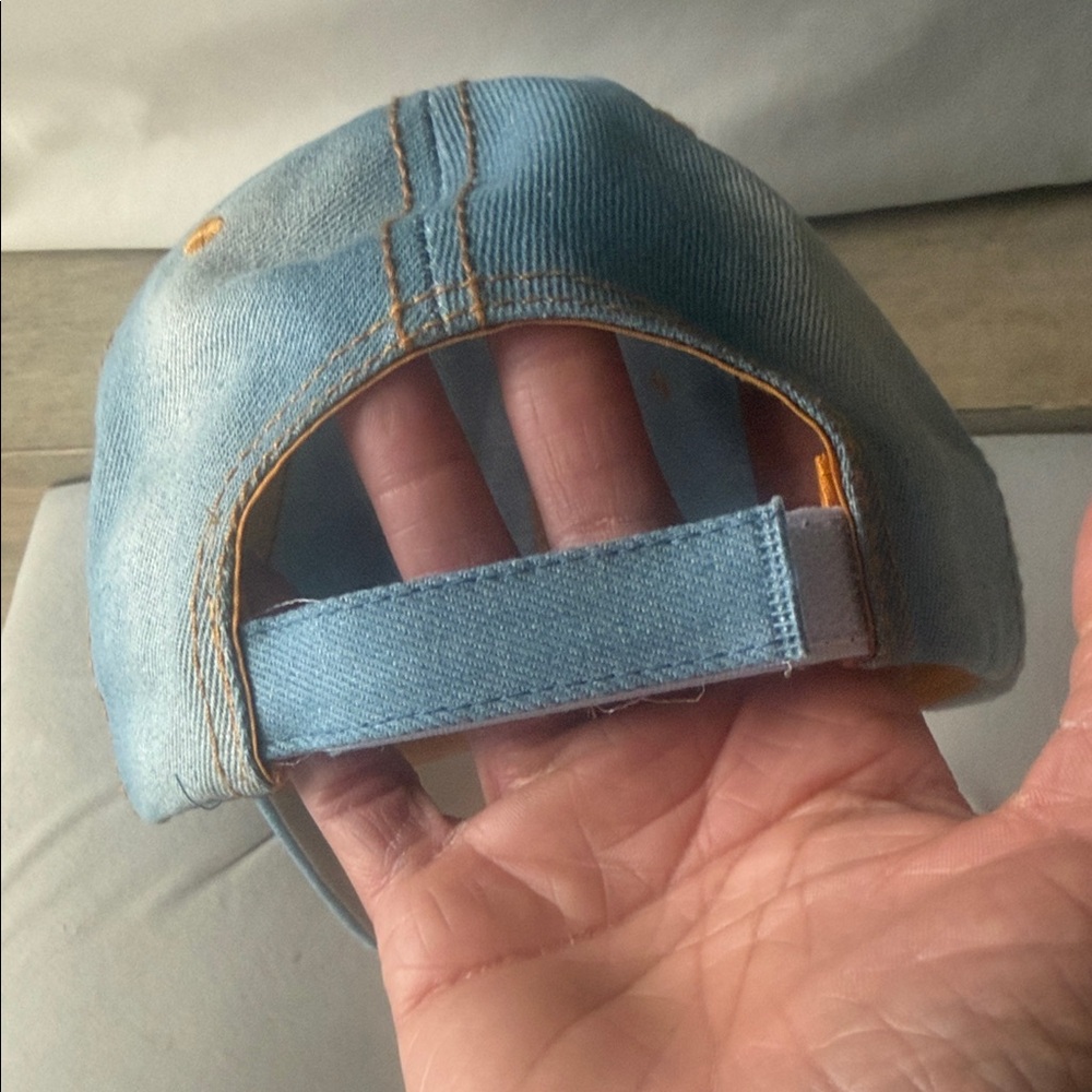 Denim Cap with American Flag Rhinestones - Picture 3 of 3